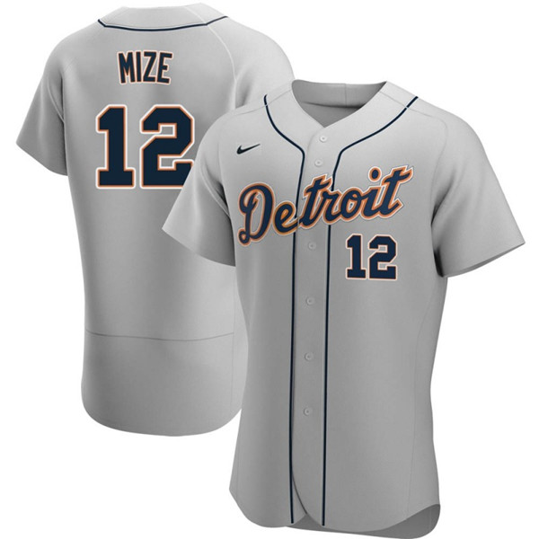 Men's Detroit Tigers #12 Casey Mize Gray Flex Base Stitched Jersey